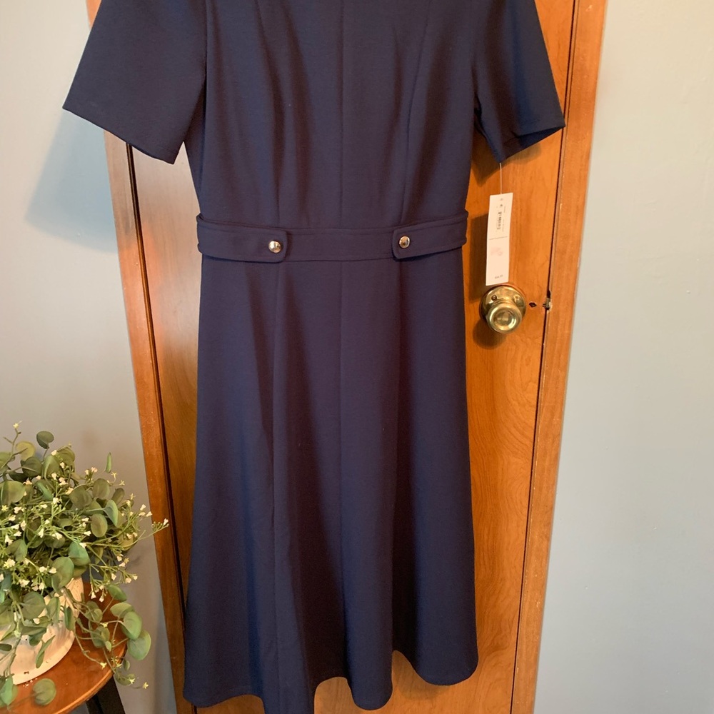 London Times Navy Midi Dress